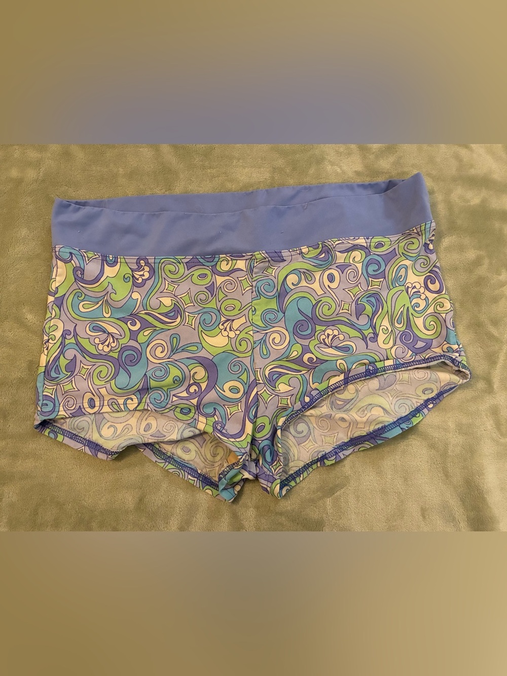 Women’s Baltex Brand Swirled Pastel/Lavender Trim Bathing Suit bottoms Size 14
